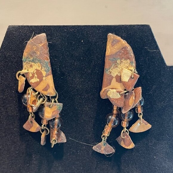 Vintage Carla Renee Handmade in California Dangle Pierced Earrings.  New  * - Picture 6 of 7